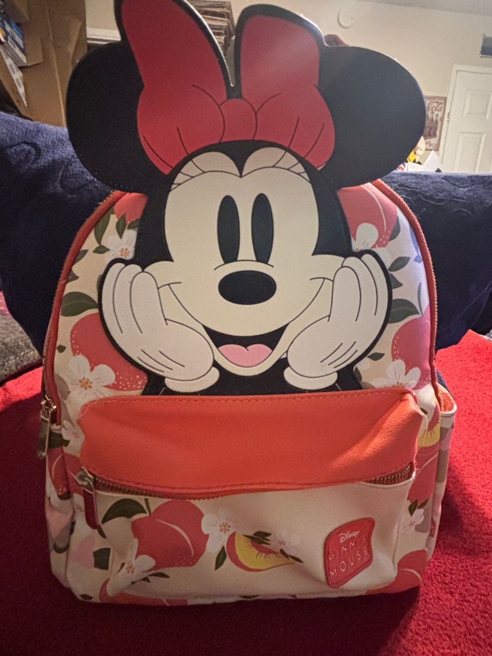 Disney Minnie Mouse Patch Mini Backpack - Coral & Cream